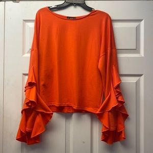 SHEIN L top with ruffled sleeves NWOT